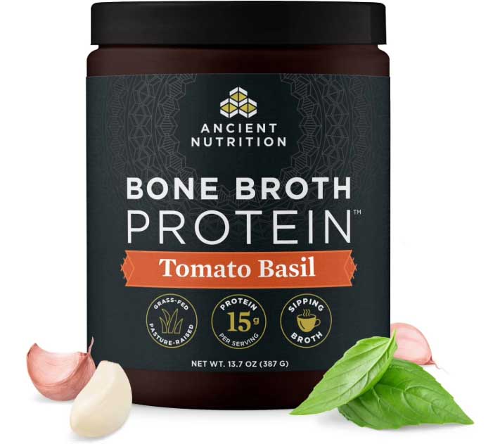 Ancient Nutrition Bone Broth Protein | Powder Tomato Basil (15 Servings)