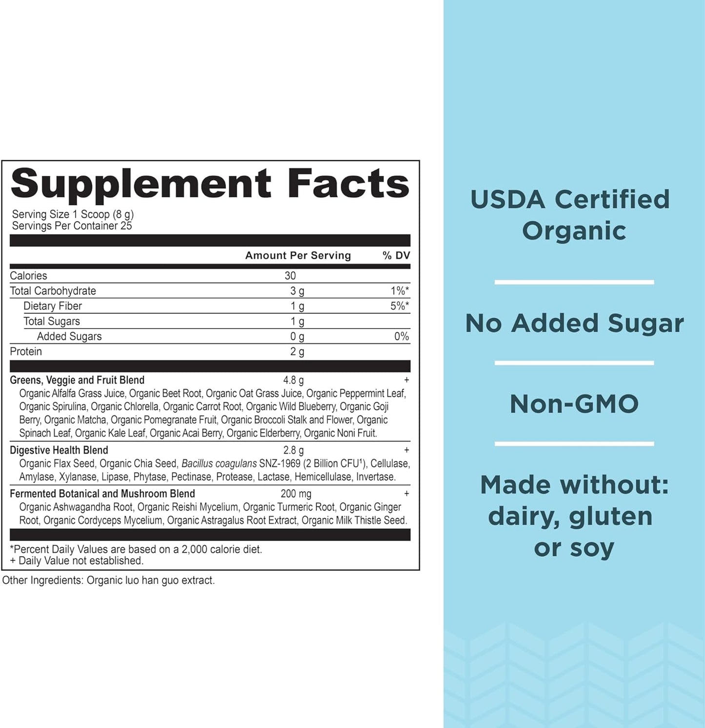 Ancient Nutrition Organic SuperGreens | Powder Greens Flavor (25 Servings)