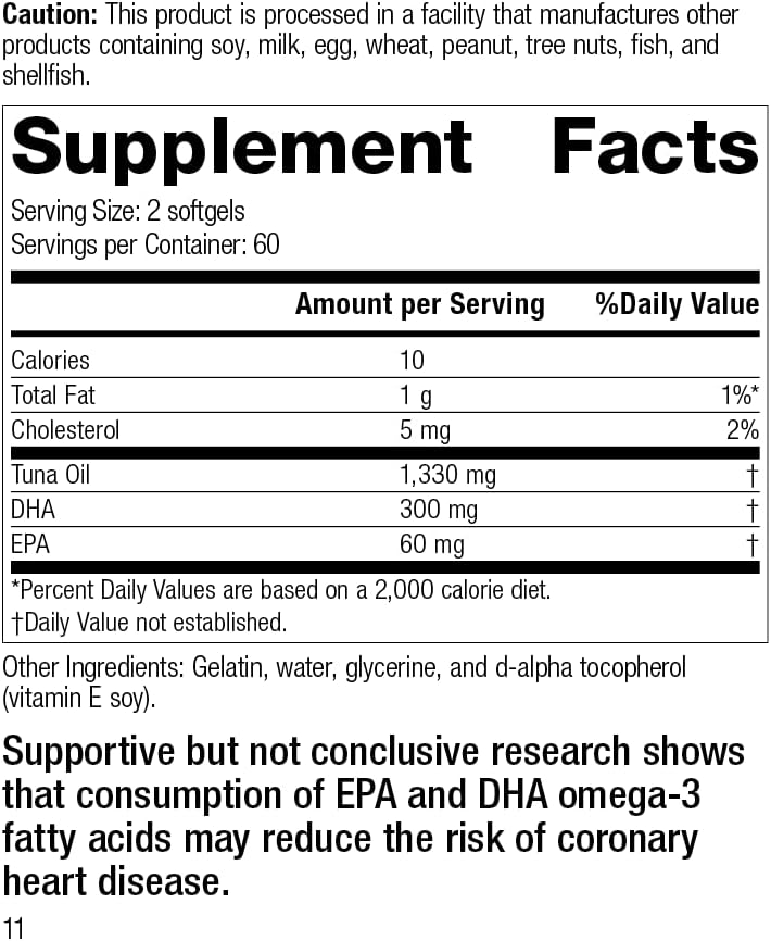 Standard Process Tuna Omega-3 Oil, 120 Softgels