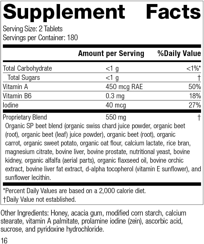 Standard Process A-F Betafood | Gluten-Free Liver Support, Cholesterol Metabolism, and Gallbladder Support Supplement with Vitamin A, Iodine, Vitamin B6 | 360 Tablets