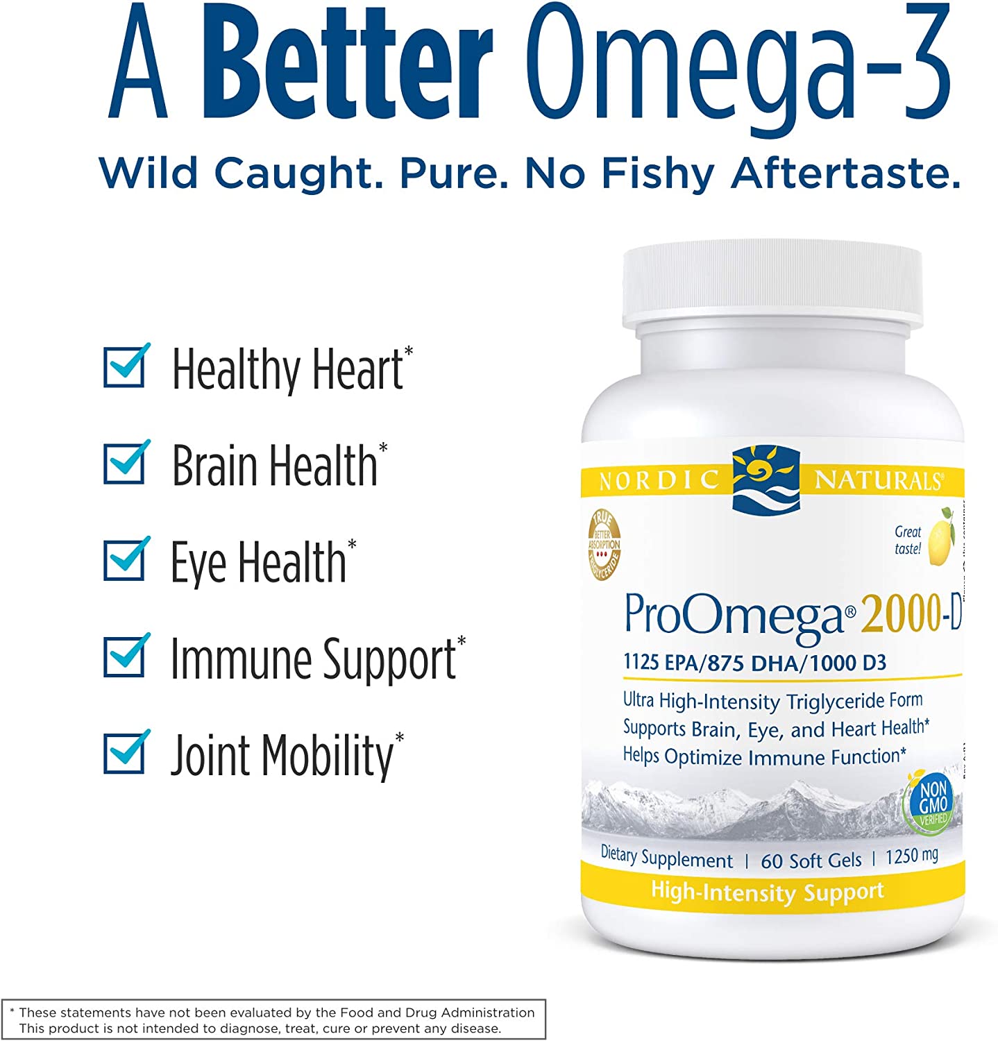 Nordic Naturals ProOmega® 2000-D, 60 Softgels Lemon