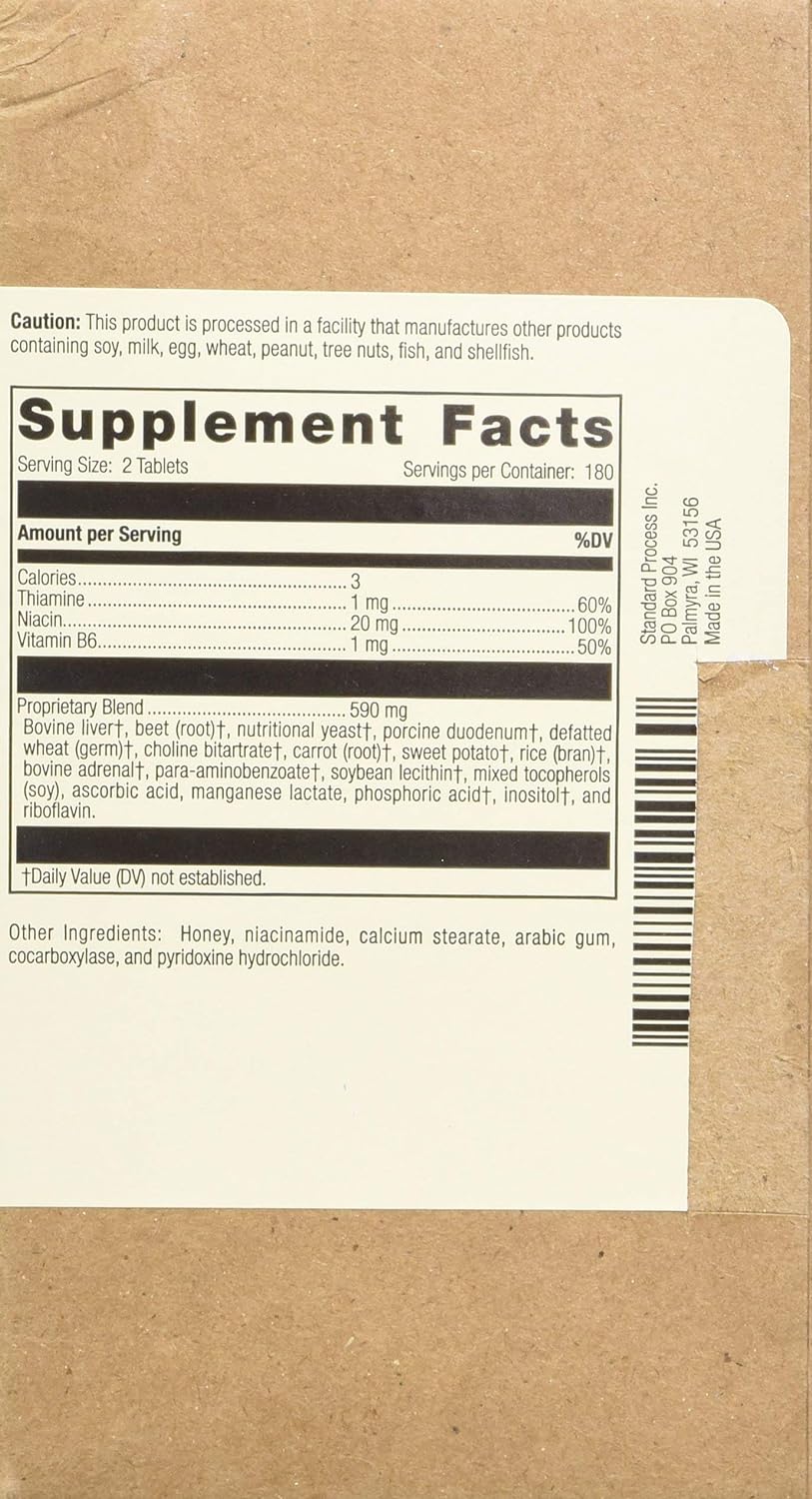 Standard Process Cataplex B | Whole Food Formula with Niacin, Vitamin B6, Thiamine, and Inositol for Heart Health, Metabolism, and Cholesterol Maintenance | 360 Tablets