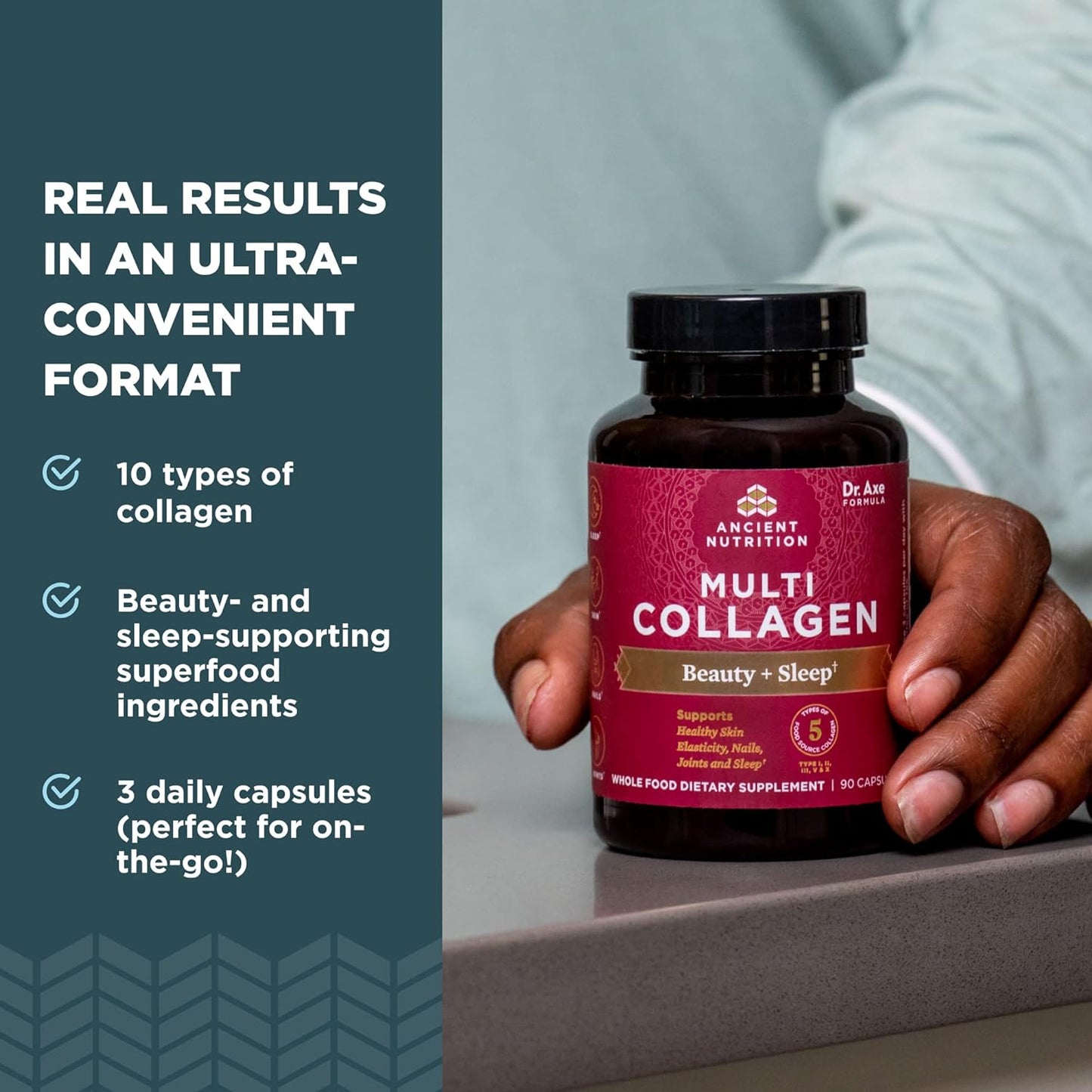 Ancient Nutrition Multi Collagen Beauty & Sleep Support | Capsules (90 Capsules)