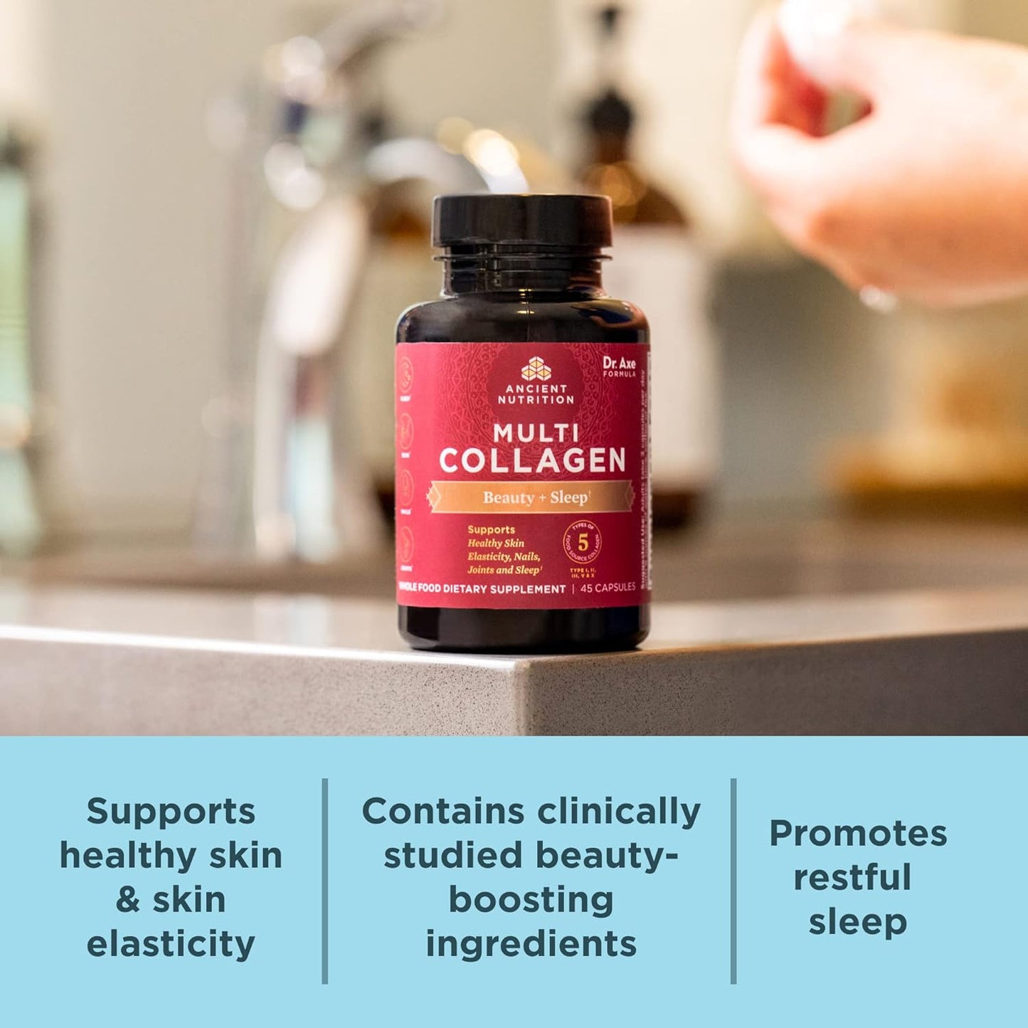 Ancient Nutrition Multi Collagen Beauty & Sleep Support | Capsules (90 Capsules)