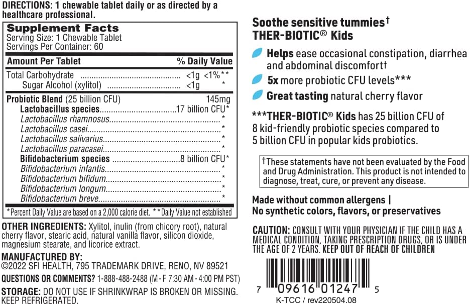 Klaire Labs Ther-Biotic® Kids Chewable, 60 Chewables