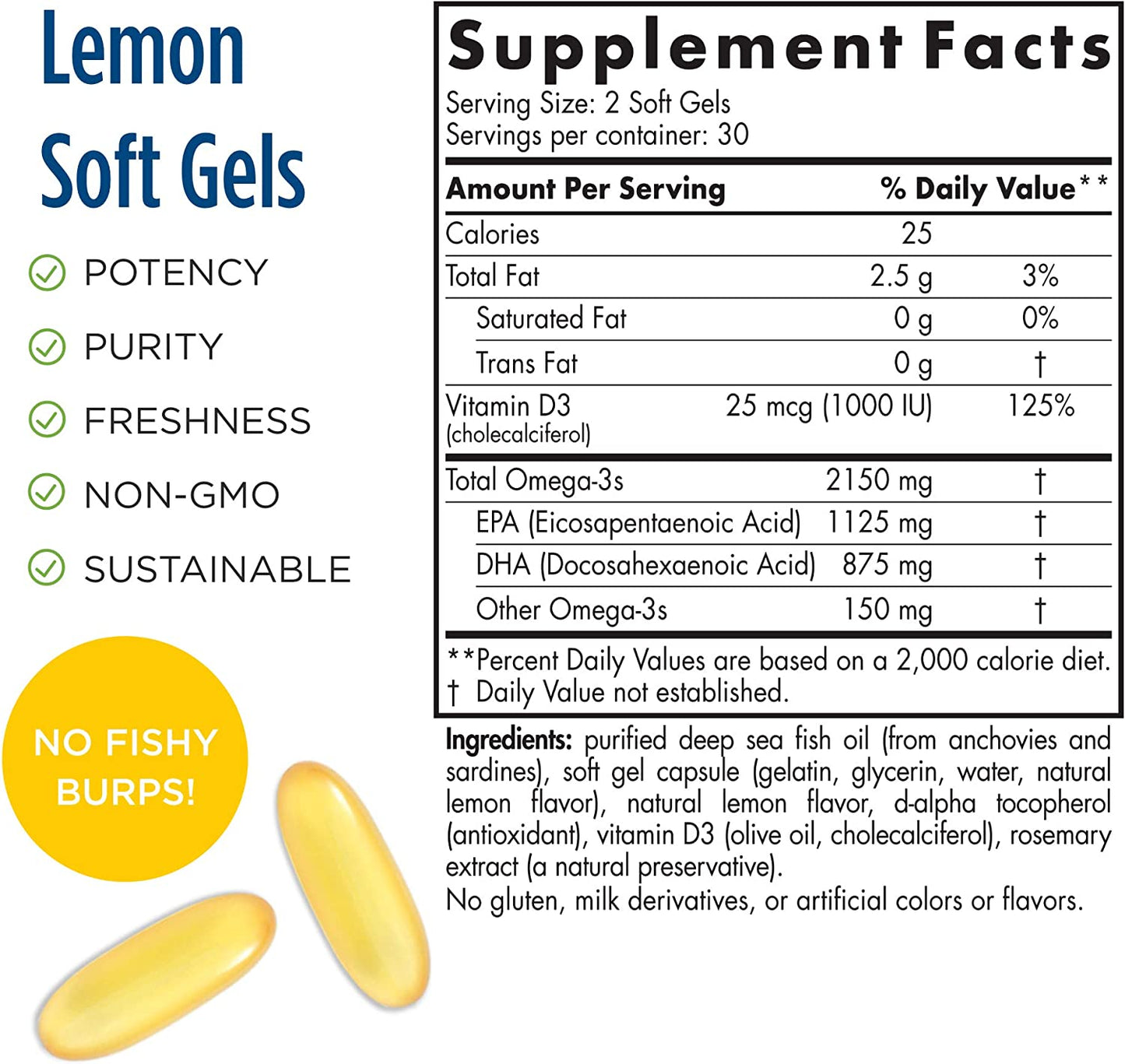 Nordic Naturals ProOmega® 2000-D, 60 Softgels Lemon