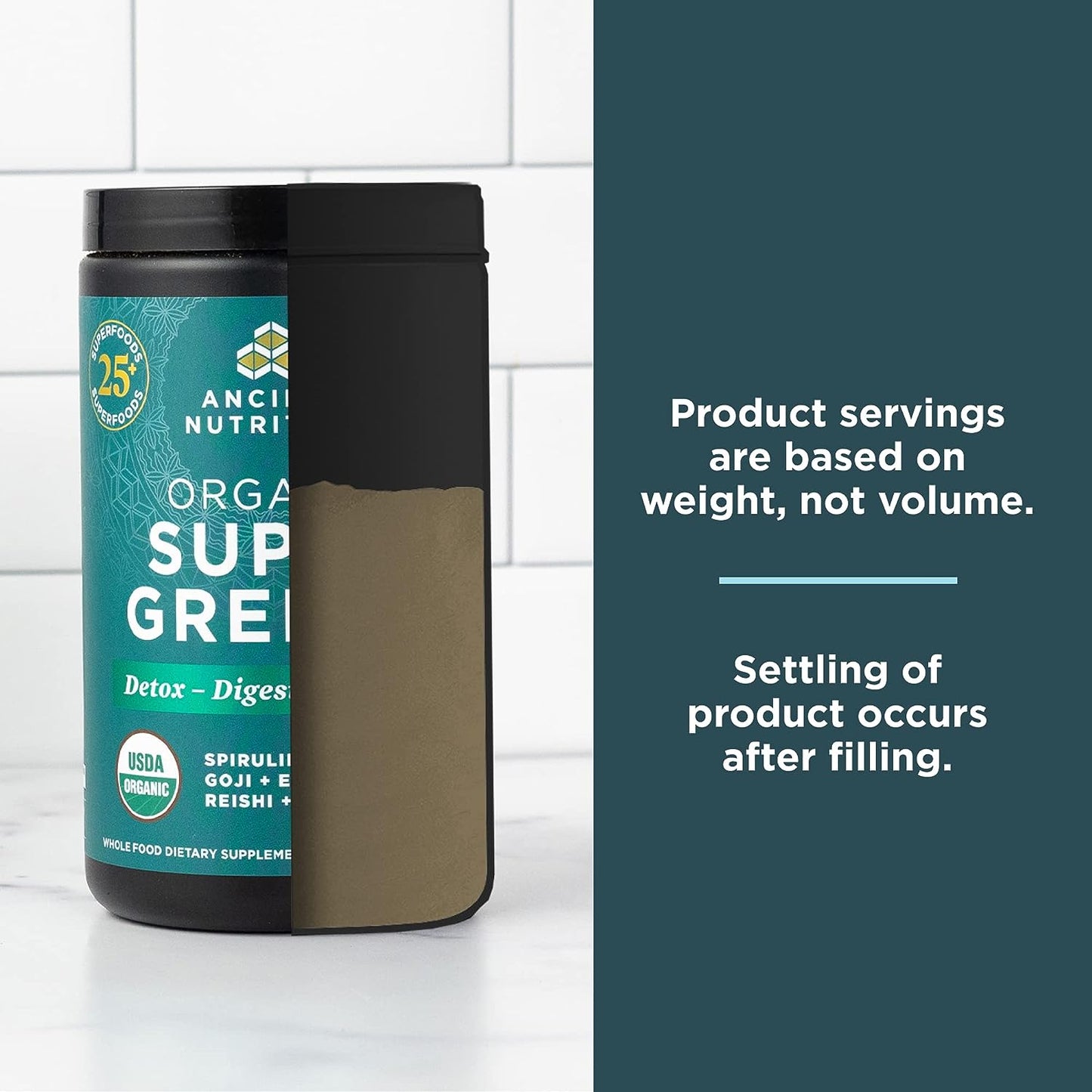 Ancient Nutrition Organic SuperGreens | Powder Greens Flavor (25 Servings)