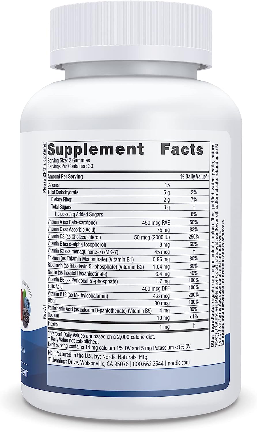 Nordic Naturals Women's Multivitamin Gummies, Mixed Berry - Support for Healthy Skin, Hair, Bones, Energy & Immunity , 60 Gummies