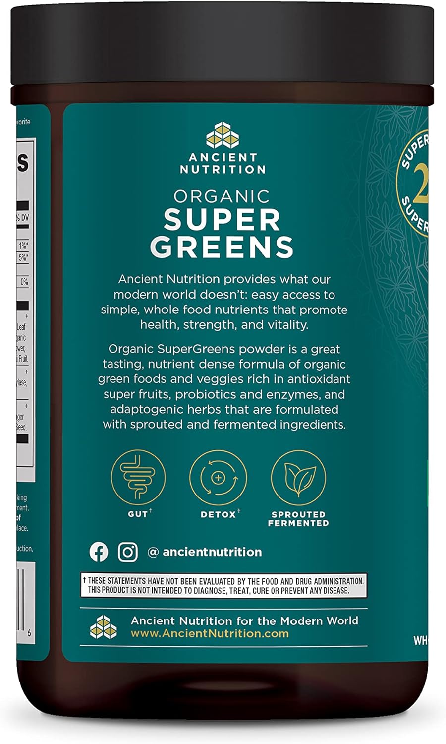 Ancient Nutrition Organic SuperGreens | Powder Greens Flavor (25 Servings)