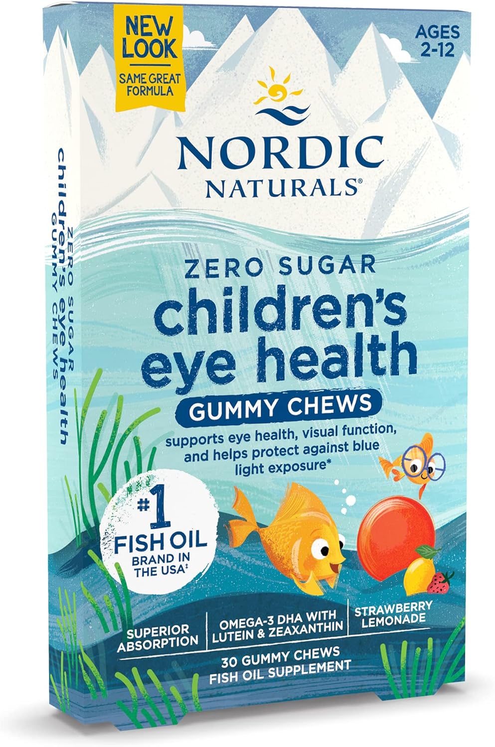 Nordic Naturals Children’s Eye Health Gummies, Strawberry Lemonade for Kids - 484 mg Total Omega-3s DHA, Lutein & Zeaxanthin - Brain Health, Antioxidant Support, 30 Gummies