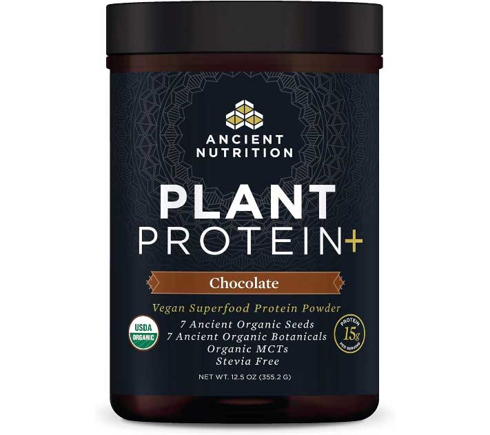 Ancient Nutrition Plant Protein+ | Powder Chocolate (12 Servings)