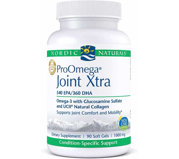 Nordic Naturals ProOmega Joint Xtra - Fish Oil, 540 mg EPA, 360 mg DHA, 1500 mg Glucosamine Sulfate, 40 mg UC-II Natural Collagen, Support for Joint Comfort and Mobility*, 90 Soft Gels