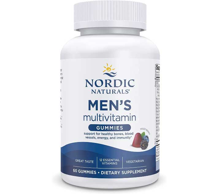 Nordic Naturals Men's Multivitamin Gummies, Mixed Berry - Support for Healthy Bones, Blood Vessels, Energy & Immunity, 60 Gummies