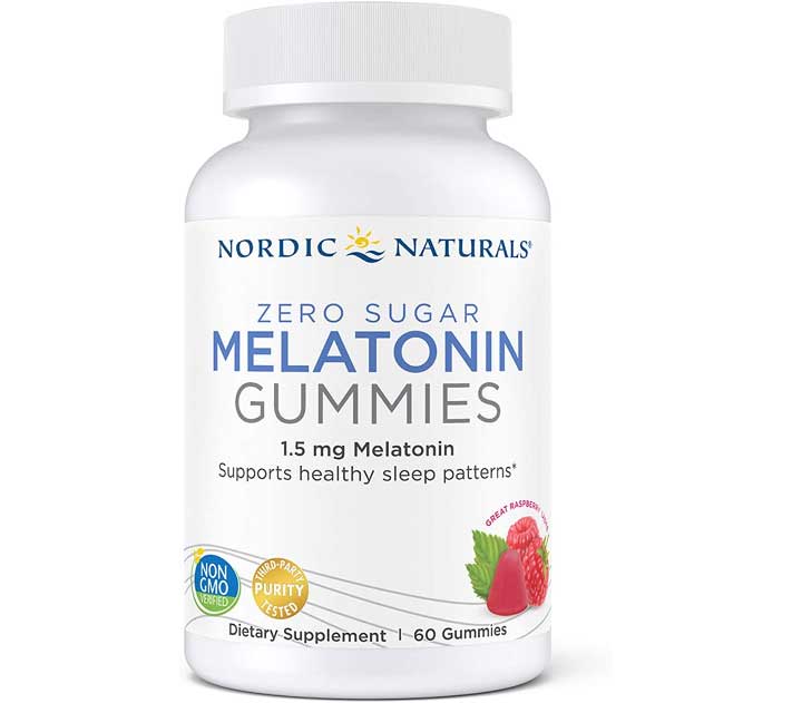 Nordic Naturals Zero Sugar Melatonin Gummies, Raspberry - 1.5 mg Melatonin - Great Taste - Restful Sleep, Antioxidant Support, 60 Gummies