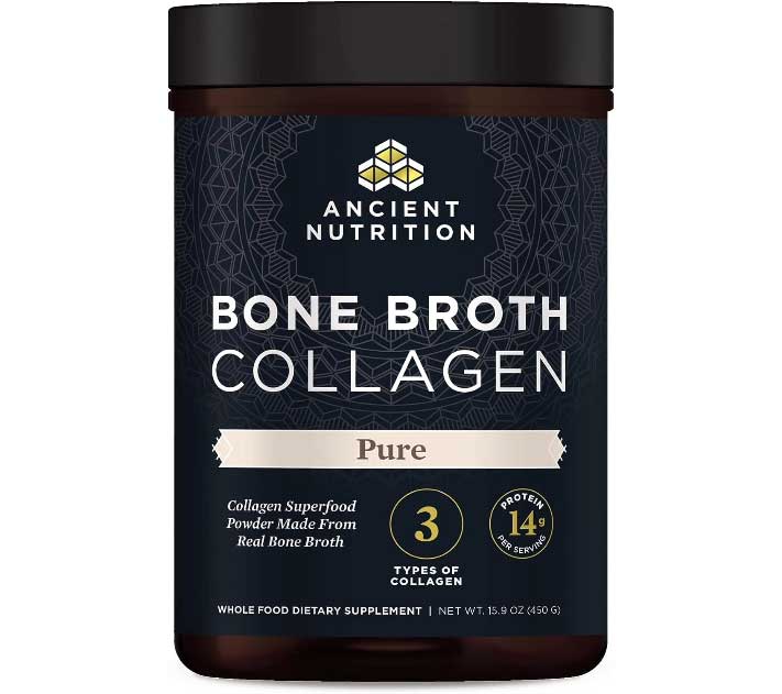 Ancient Nutrition Bone Broth Collagen Protein | Powder Pure (30 Servings)