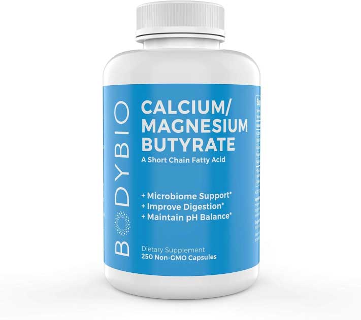 BodyBio Butyrate with Calcium & Magnesium, 250 Capsules