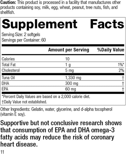 Standard Process Tuna Omega-3 Oil, 120 Softgels