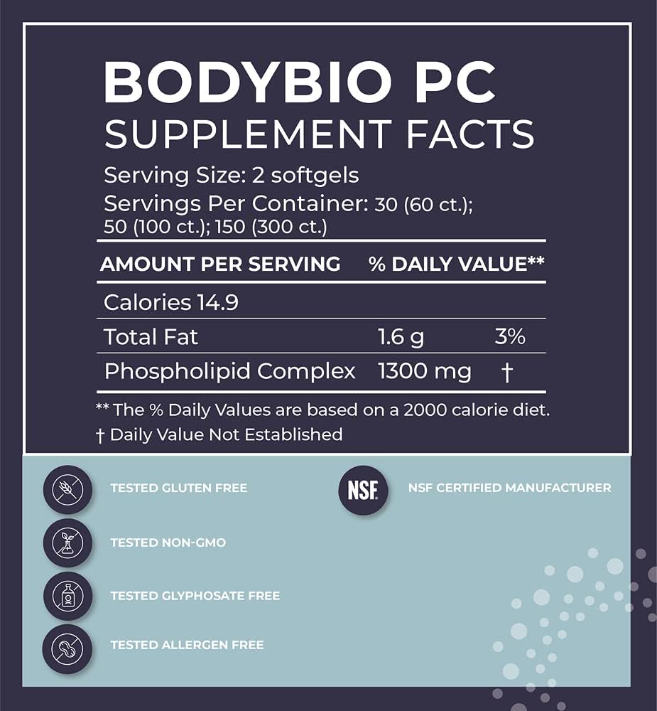 BodyBio Phospholipid Complex PC, 100 Softgels