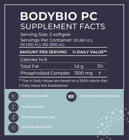 BodyBio Phospholipid Complex PC, 100 Softgels