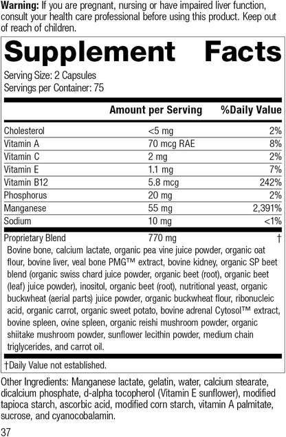 Standard Process Ligaplex I - Whole Food Supplement, Manganese Supplement, Bone Health and Bone Strength, Joint Support with Phosphorus, Shitake, Calcium Lactate, Beet Root and More | 150 Capsules