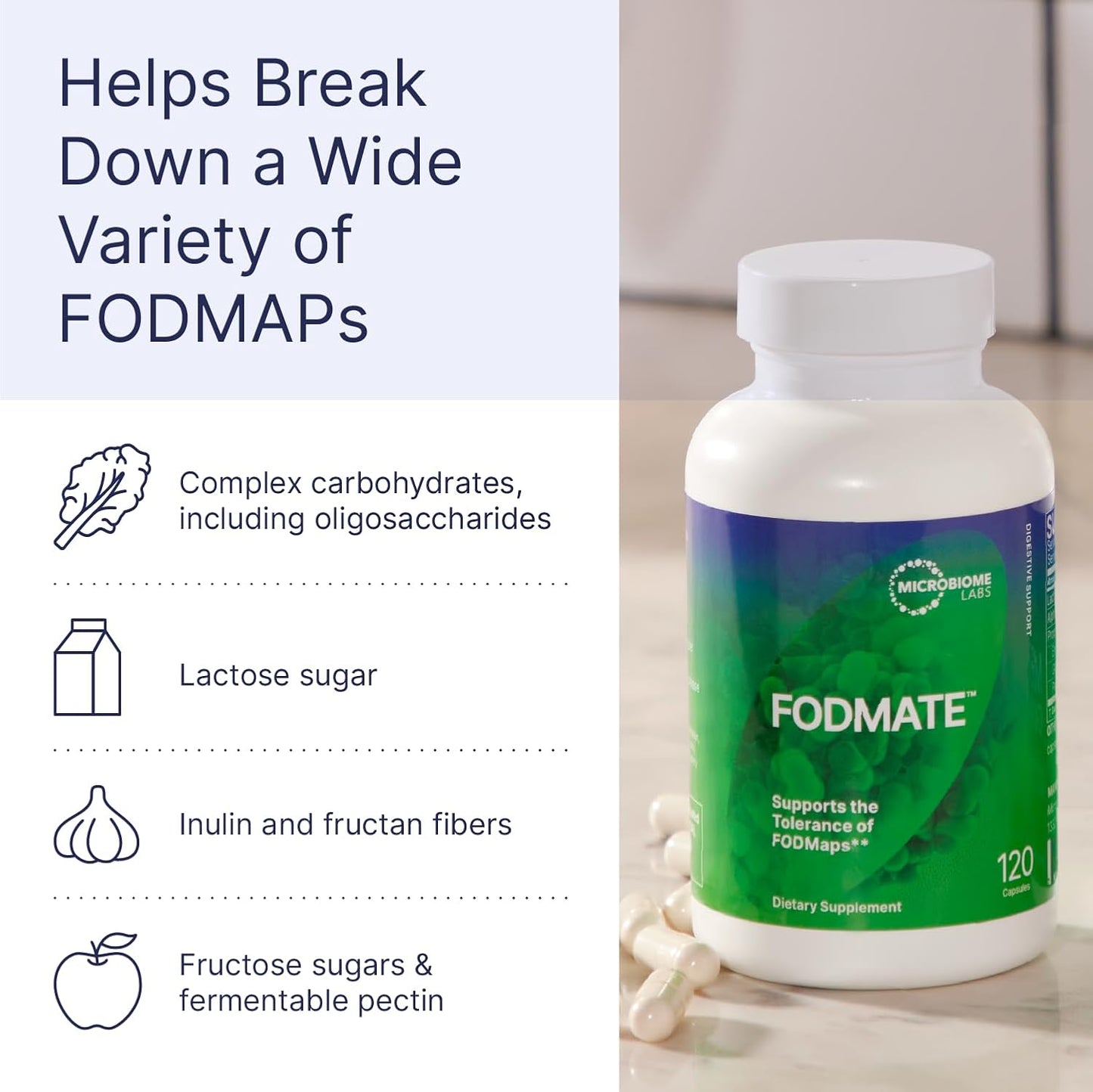 Microbiome Labs FODMATE, 120 Capsules