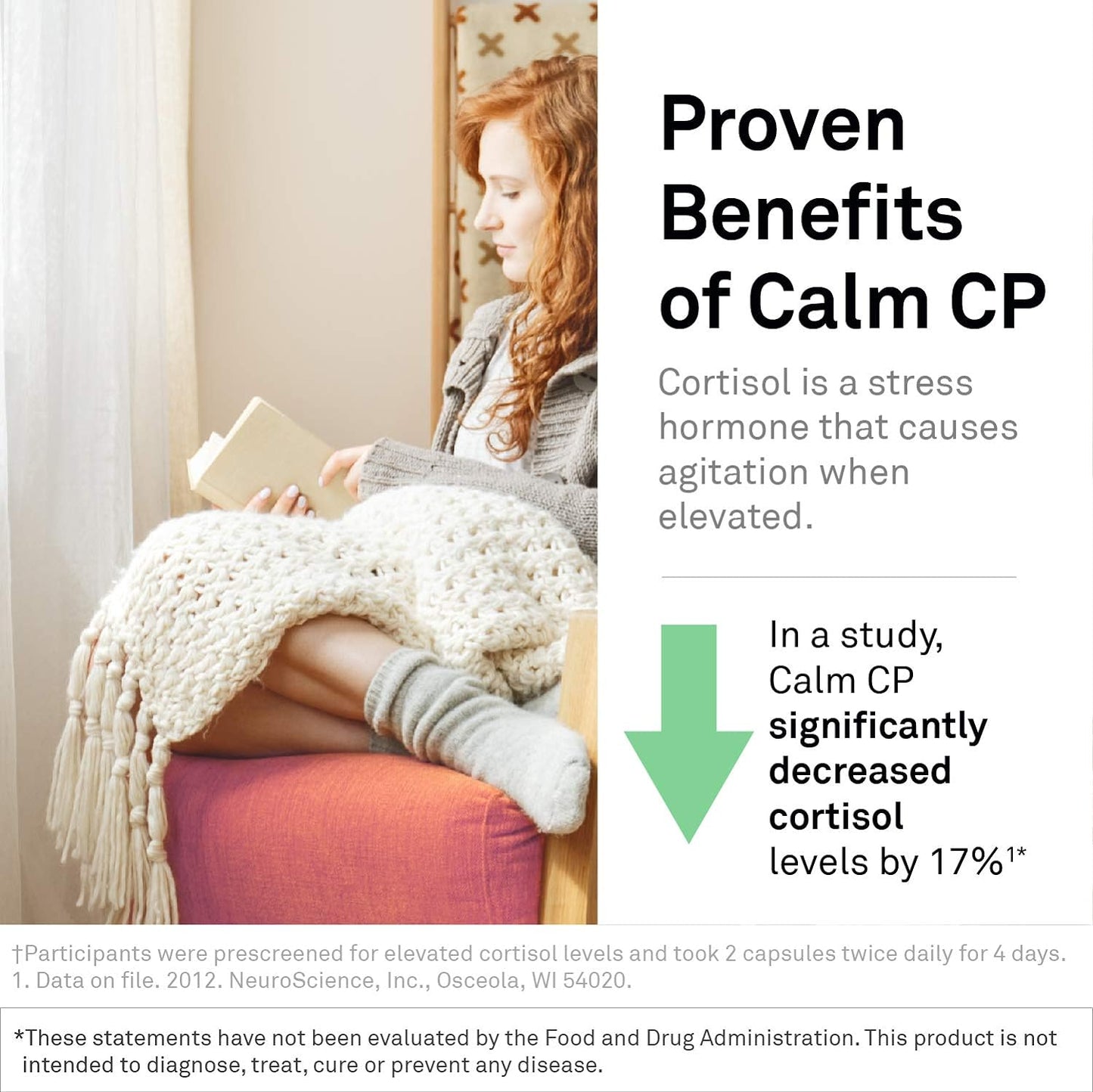 NeuroScience Calm CP - Helps Lower Cortisol, 60 Capsules