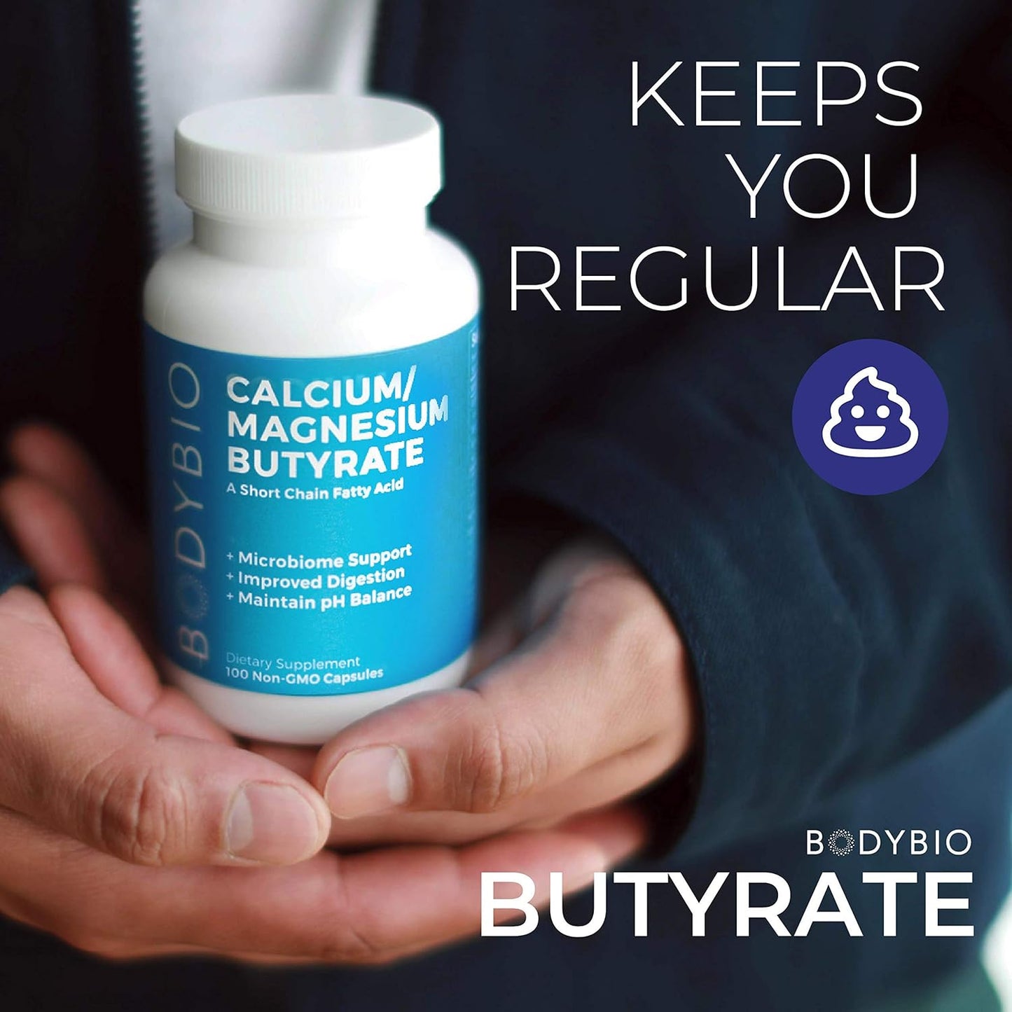 BodyBio Butyrate with Calcium & Magnesium, 250 Capsules