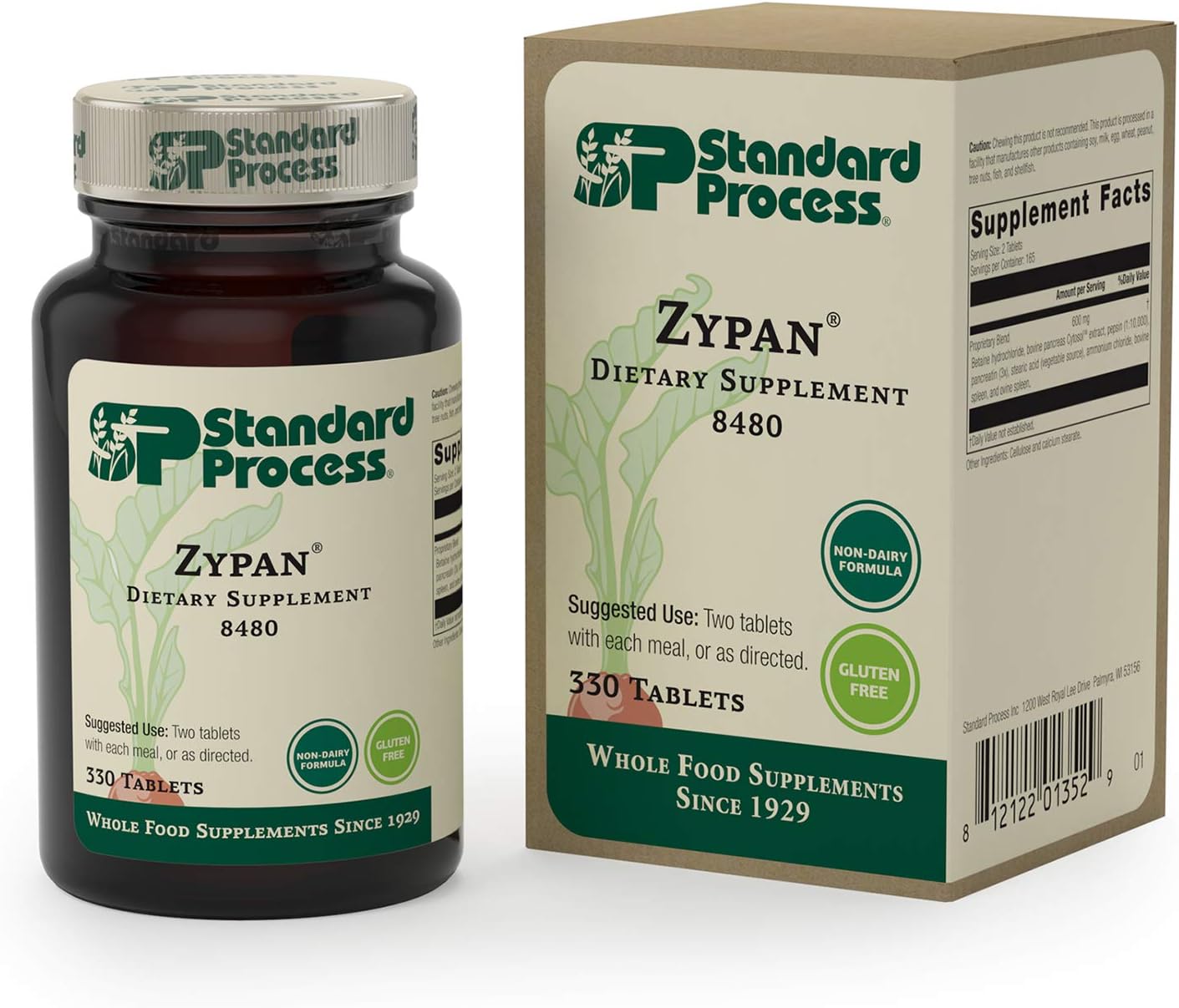 Standard Process Zypan | Digestive Health Support Supplement - HCI Supplement with Pancreatin, Betaine Hydrochloride & Pepsin - Support Macronutrient Digestion | 330 Tablets