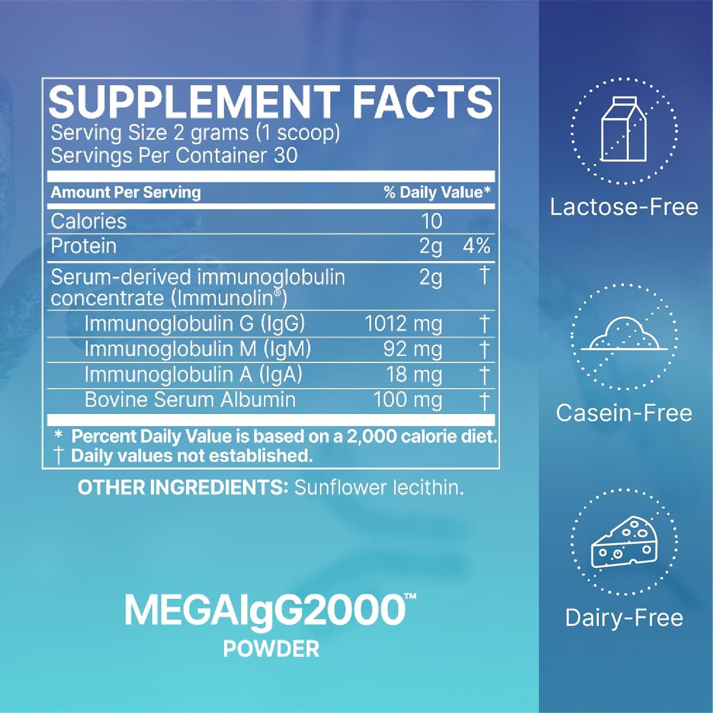 Microbiome Labs Mega IgG2000 - Immunoglobulin Supplement, 2.1 Ounces