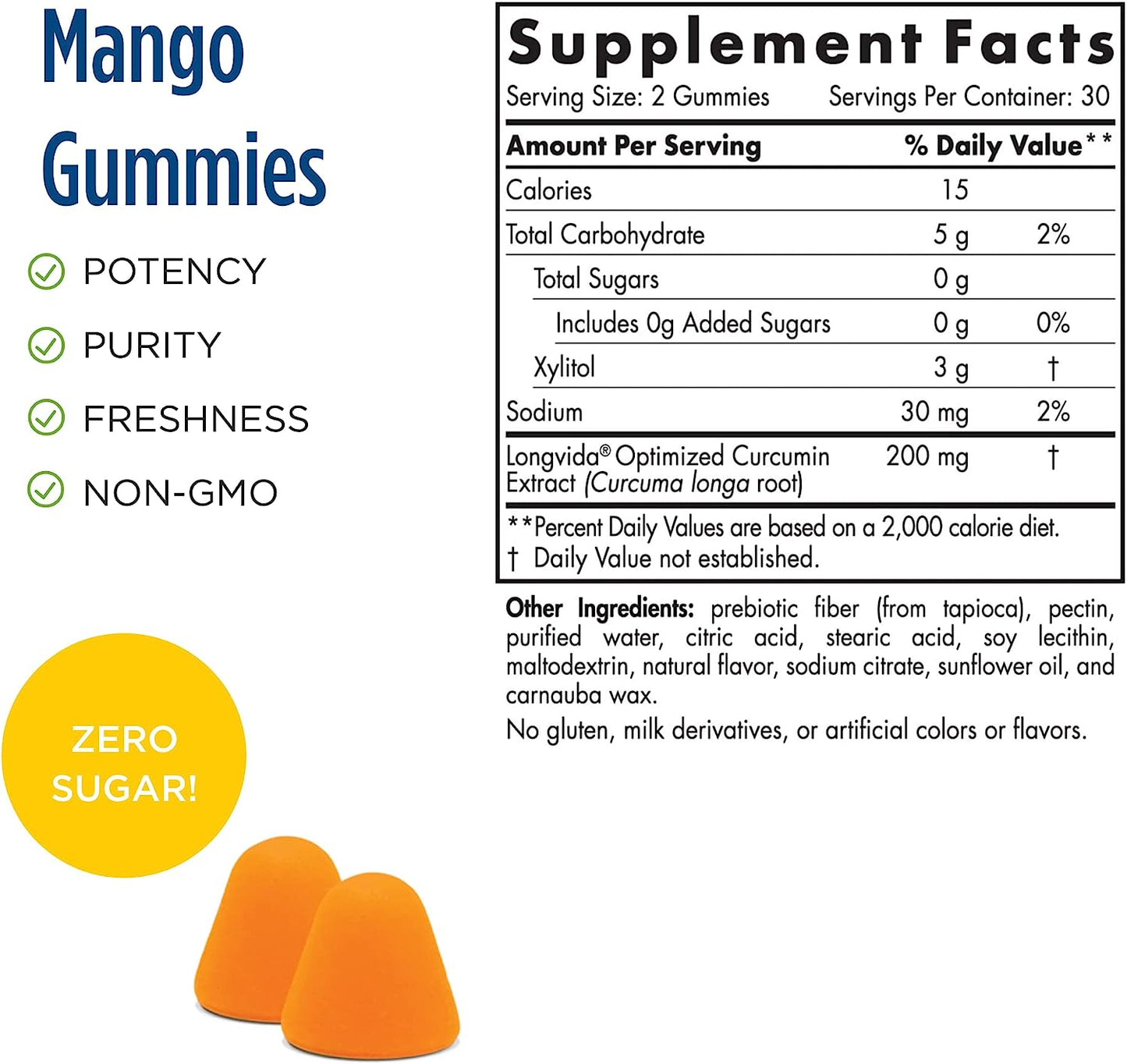 Nordic Naturals Zero Sugar Curcumin Gummies, Mango  200 mg Optimized Curcumin Extract - Great Taste - Antioxidant Support, Healthy Metabolic Balance, 60 Gummies