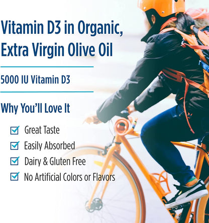 Nordic Naturals Vitamin D3 5000 IU Vitamin D3 - Supports Healthy Bones, Mood & Immune System Function - Non-GMO, 120 Softgels