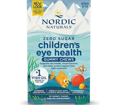 Nordic Naturals Children’s Eye Health Gummies, Strawberry Lemonade for Kids - 484 mg Total Omega-3s DHA, Lutein & Zeaxanthin - Brain Health, Antioxidant Support, 30 Gummies