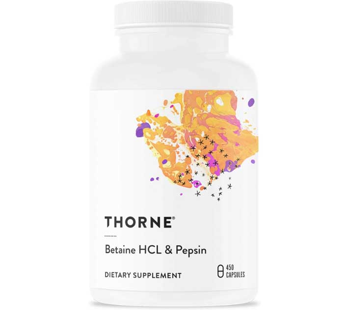 Thorne Betaine HCL & Pepsin, 450 Capsules