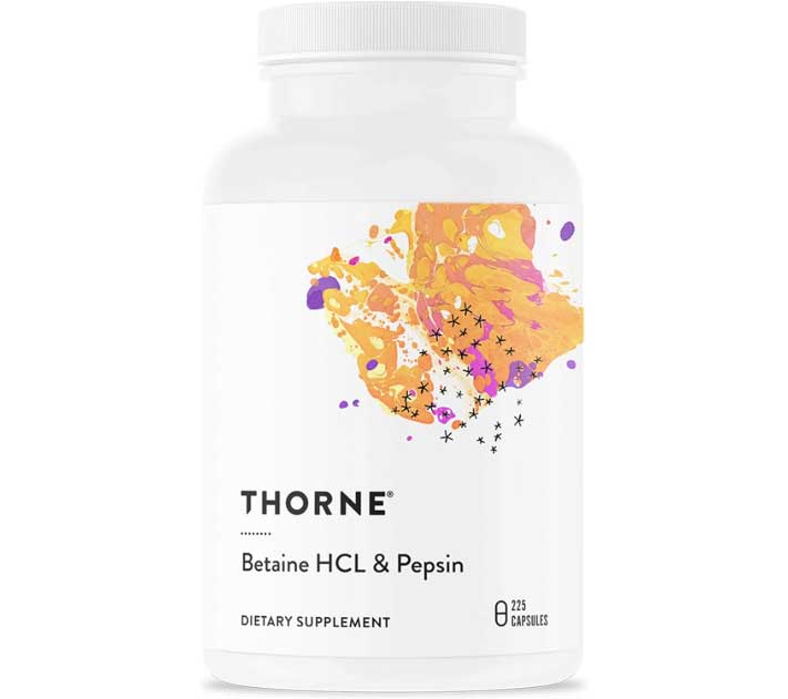 Thorne Betaine HCL & Pepsin, 225 Capsules