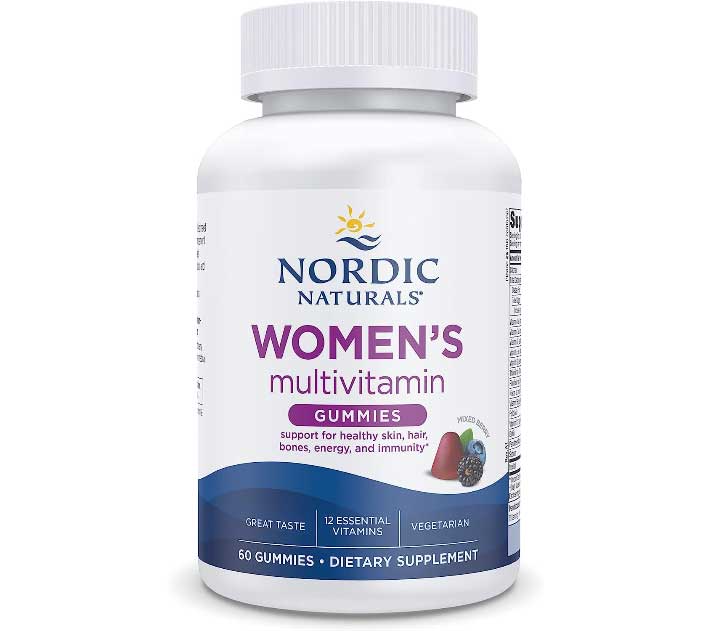 Nordic Naturals Women's Multivitamin Gummies, Mixed Berry - Support for Healthy Skin, Hair, Bones, Energy & Immunity , 60 Gummies