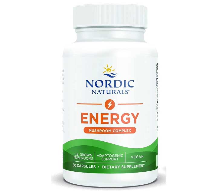 Nordic Naturals Energy Mushroom Complex, Energy & Vitality Support - Blend of Cordyceps, L-carnitine & NAD-H, 60 Capsules