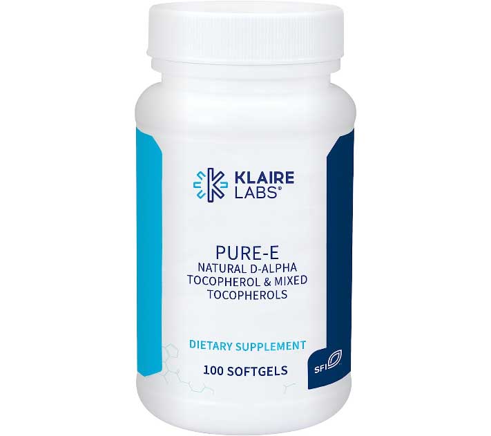 Klaire Labs Pure-E Natural D-Alpha & Mixed Tocopherols High in Gamma Tocopherol,100 Softgels