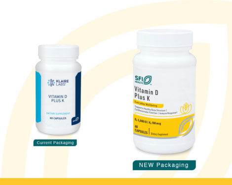 Klaire Labs Vitamin D Plus K - 5000 IU Vitamin D3 with Vitamin K2 MK-7, Bioavailable Formula - Bone, Cardiovascular & Immune Support Supplement, 60 Capsules