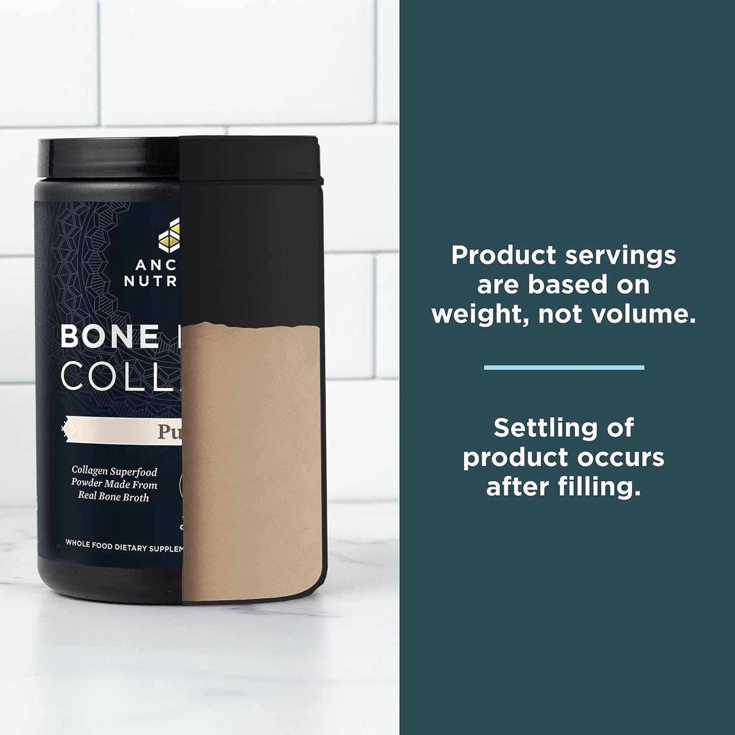 Ancient Nutrition Bone Broth Collagen Protein | Powder Pure (30 Servings)