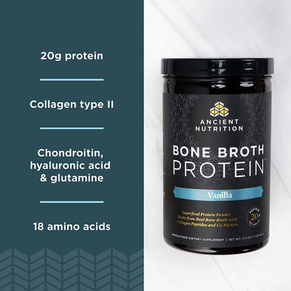 Ancient Nutrition Bone Broth Protein | Powder Vanilla (40 Servings)