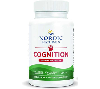 Nordic Naturals Cognition Mushroom Complex, Unflavored- Brain, Memory & Mood Support - Blend of Lion’s Mane Mushroom & Bacopa Extract, 60 Capsules