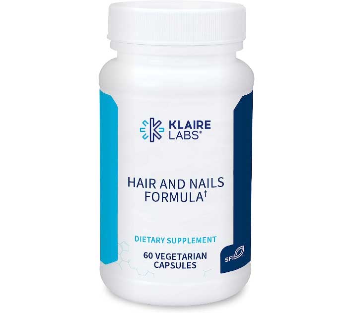 Klaire Labs Hair and Nails Formula - 10000 Micrograms Soy & Dairy-Free Biotin Complex with Inositol & PABA, 60 Capsules